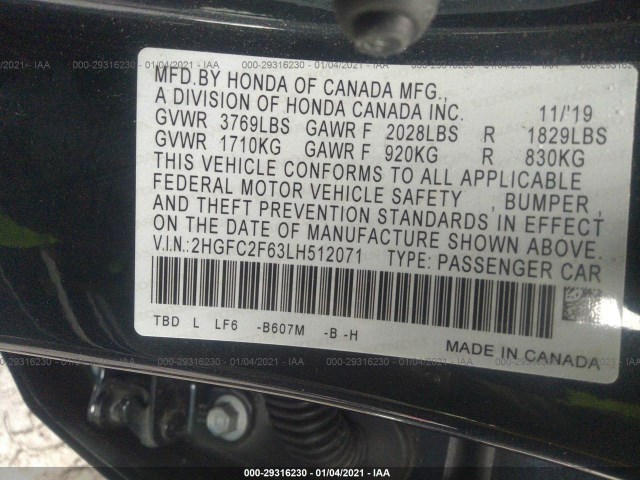 Photo 8 VIN: 2HGFC2F63LH512071 - HONDA CIVIC SEDAN 