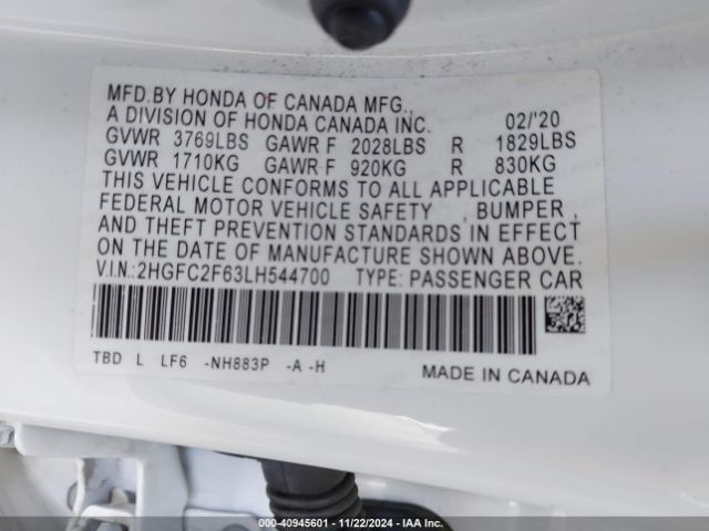 Photo 8 VIN: 2HGFC2F63LH544700 - HONDA CIVIC 