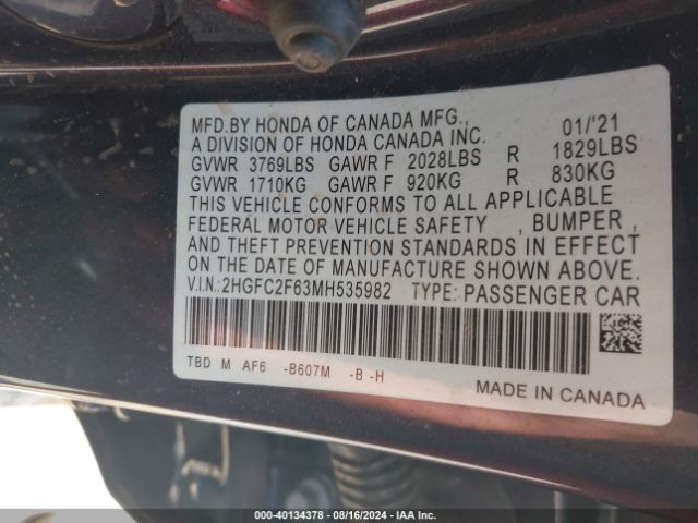 Photo 8 VIN: 2HGFC2F63MH535982 - HONDA CIVIC 