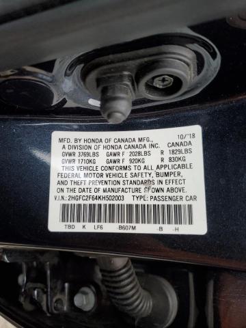 Photo 12 VIN: 2HGFC2F64KH502003 - HONDA CIVIC 