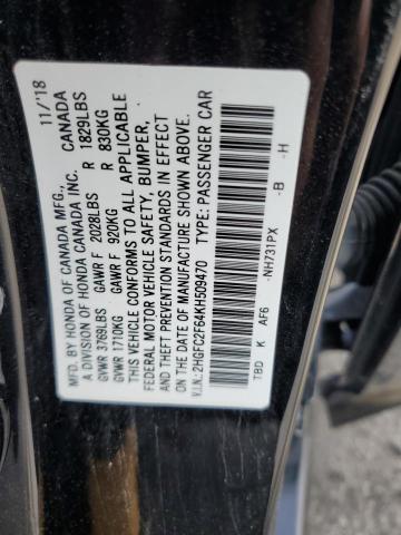 Photo 9 VIN: 2HGFC2F64KH509470 - HONDA CIVIC LX 