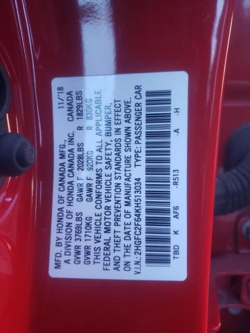 Photo 11 VIN: 2HGFC2F64KH513034 - HONDA CIVIC LX 