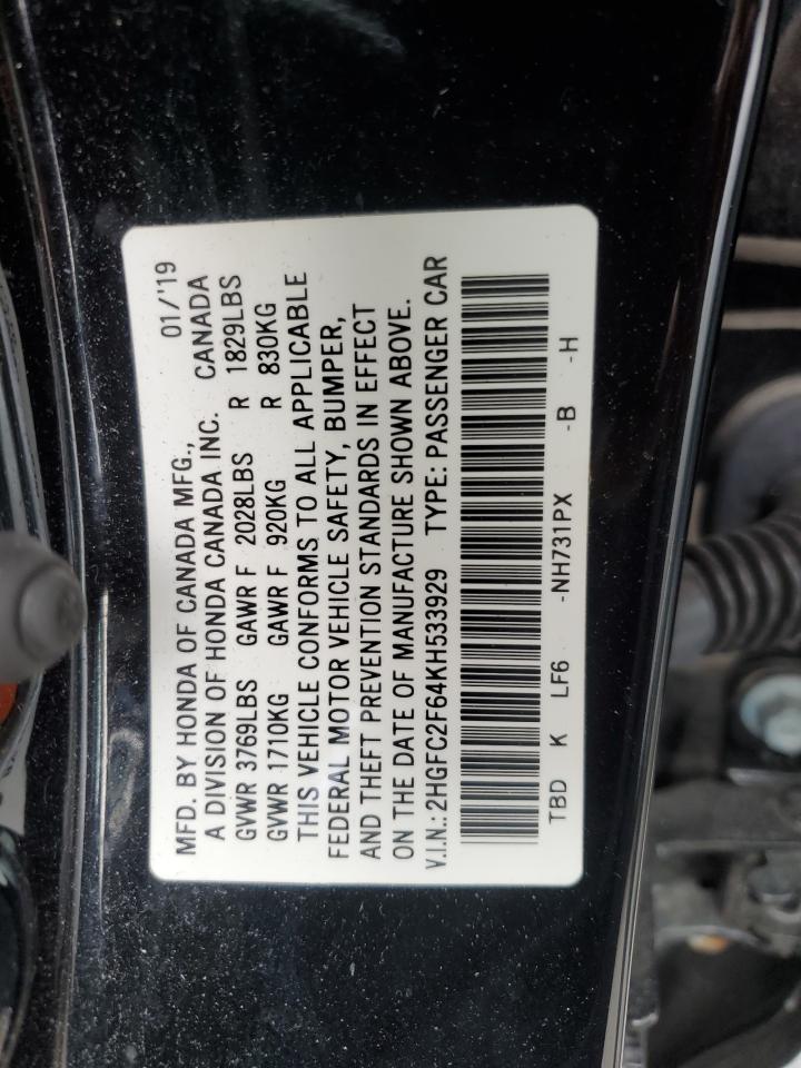 Photo 11 VIN: 2HGFC2F64KH533929 - HONDA CIVIC 