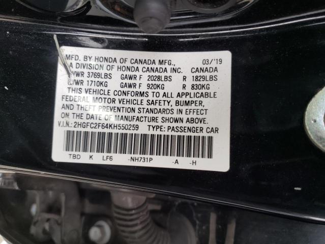 Photo 12 VIN: 2HGFC2F64KH550259 - HONDA CIVIC 