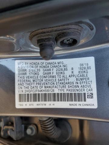 Photo 11 VIN: 2HGFC2F64KH589126 - HONDA CIVIC LX 