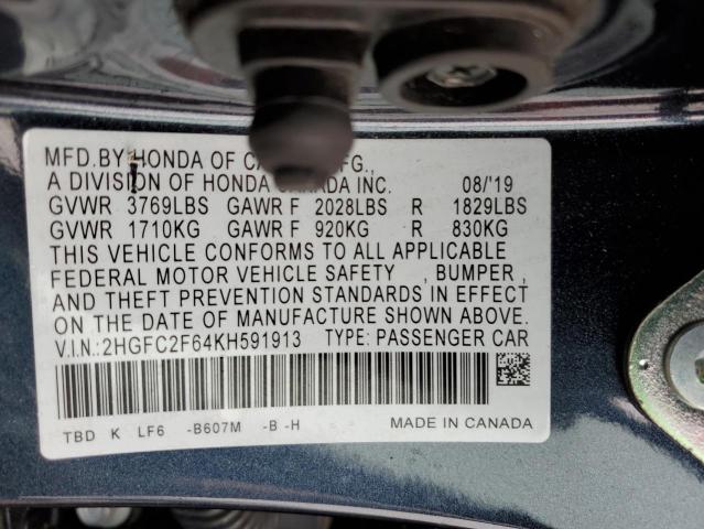 Photo 11 VIN: 2HGFC2F64KH591913 - HONDA CIVIC LX 