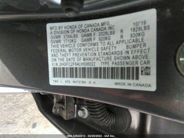 Photo 8 VIN: 2HGFC2F64LH506022 - HONDA CIVIC SEDAN 