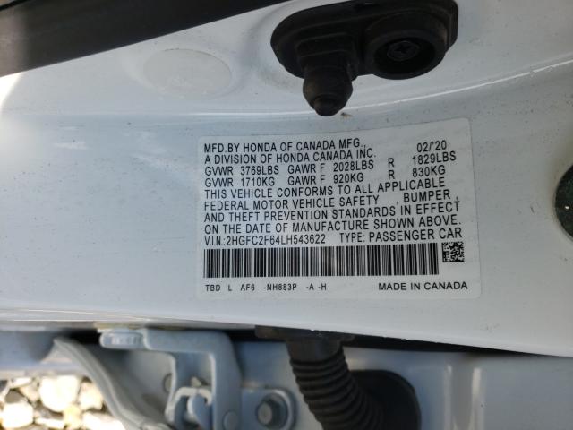 Photo 9 VIN: 2HGFC2F64LH543622 - HONDA CIVIC LX 