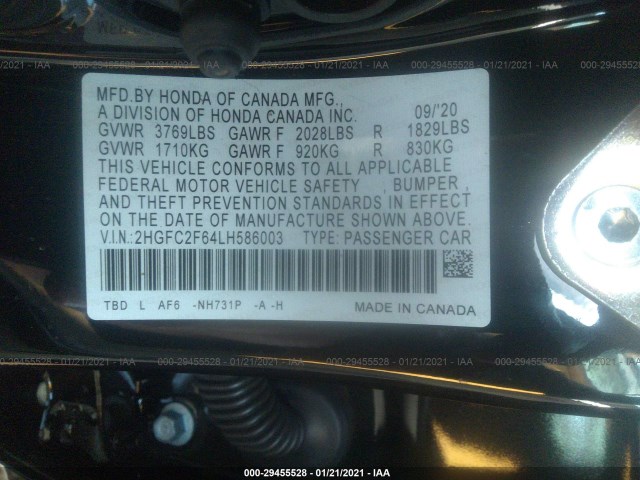 Photo 8 VIN: 2HGFC2F64LH586003 - HONDA CIVIC 