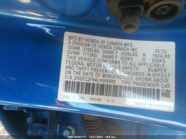 Photo 8 VIN: 2HGFC2F64LH586969 - HONDA CIVIC 