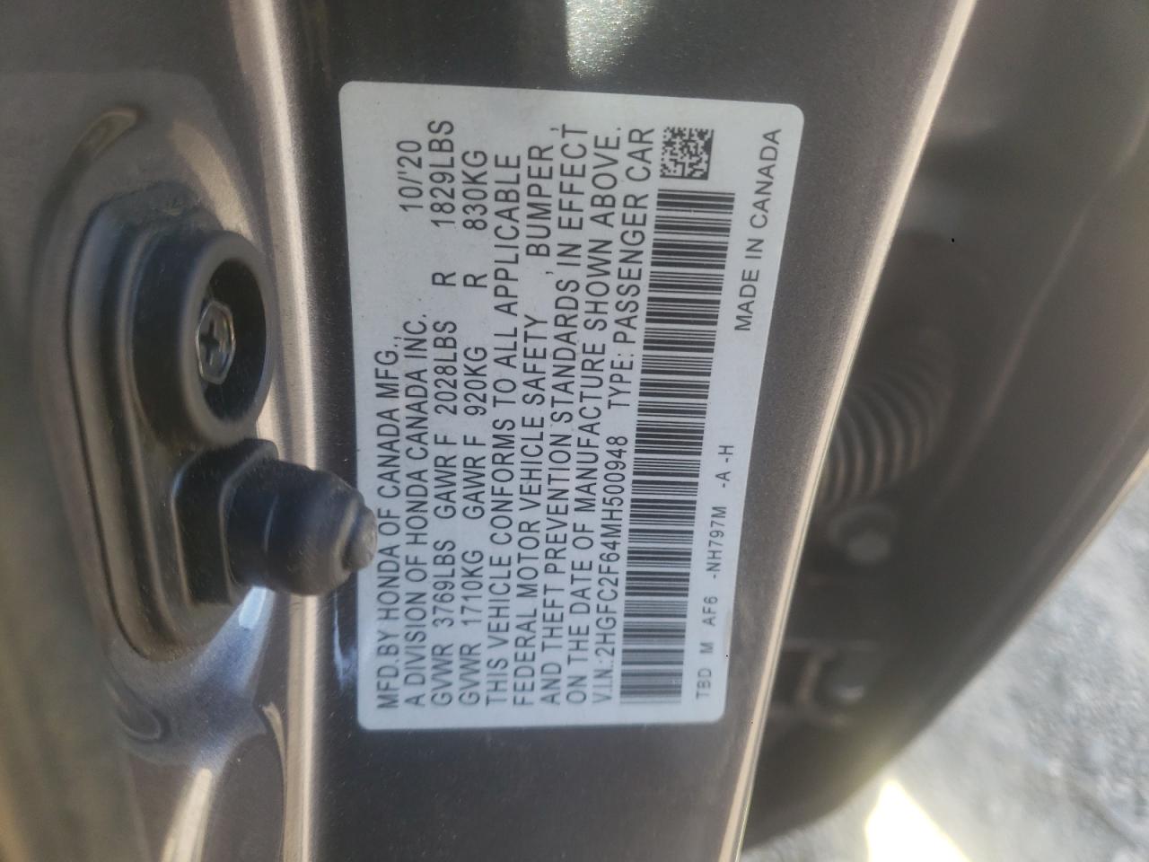 Photo 11 VIN: 2HGFC2F64MH500948 - HONDA CIVIC 