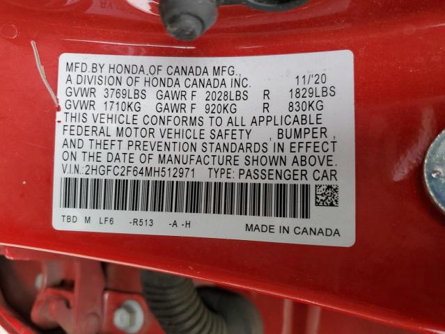 Photo 12 VIN: 2HGFC2F64MH512971 - HONDA CIVIC 