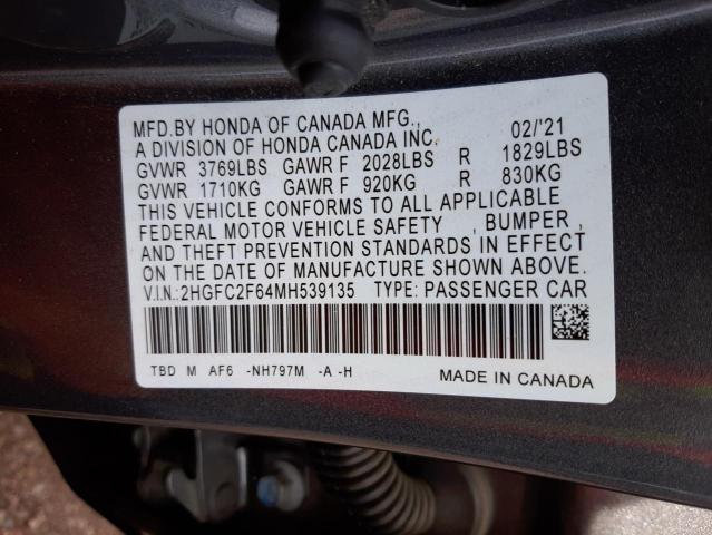 Photo 9 VIN: 2HGFC2F64MH539135 - HONDA CIVIC LX 