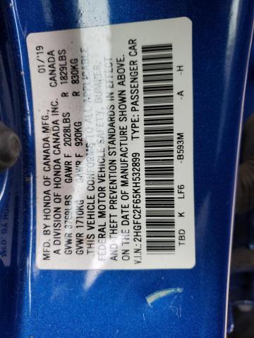 Photo 9 VIN: 2HGFC2F65KH532899 - HONDA CIVIC LX 