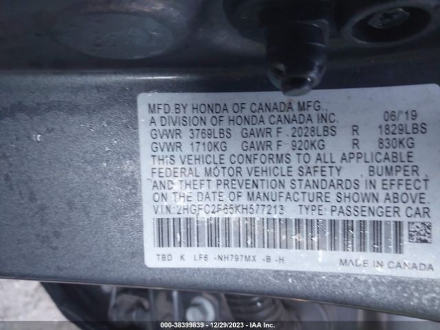 Photo 8 VIN: 2HGFC2F65KH577213 - HONDA CIVIC 