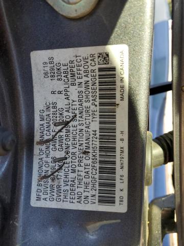 Photo 11 VIN: 2HGFC2F65KH577244 - HONDA CIVIC LX 