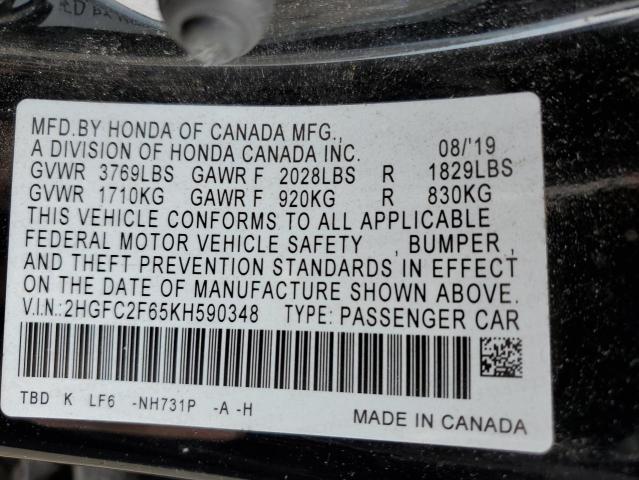 Photo 11 VIN: 2HGFC2F65KH590348 - HONDA CIVIC LX 