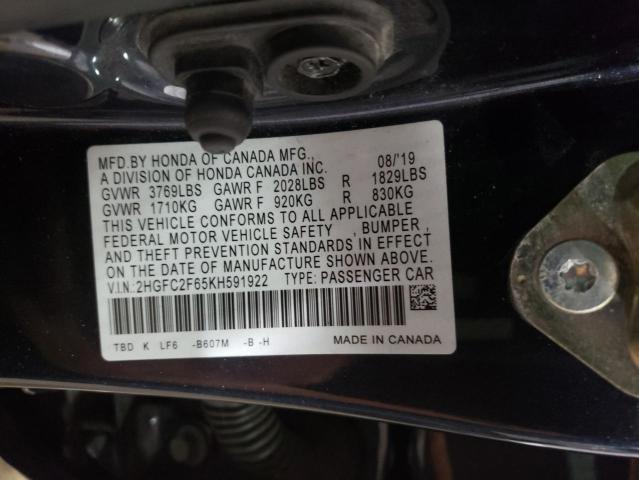 Photo 11 VIN: 2HGFC2F65KH591922 - HONDA CIVIC LX 