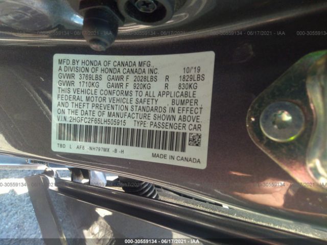 Photo 8 VIN: 2HGFC2F65LH505915 - HONDA CIVIC SEDAN 