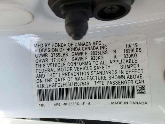 Photo 11 VIN: 2HGFC2F65LH507549 - HONDA CIVIC 