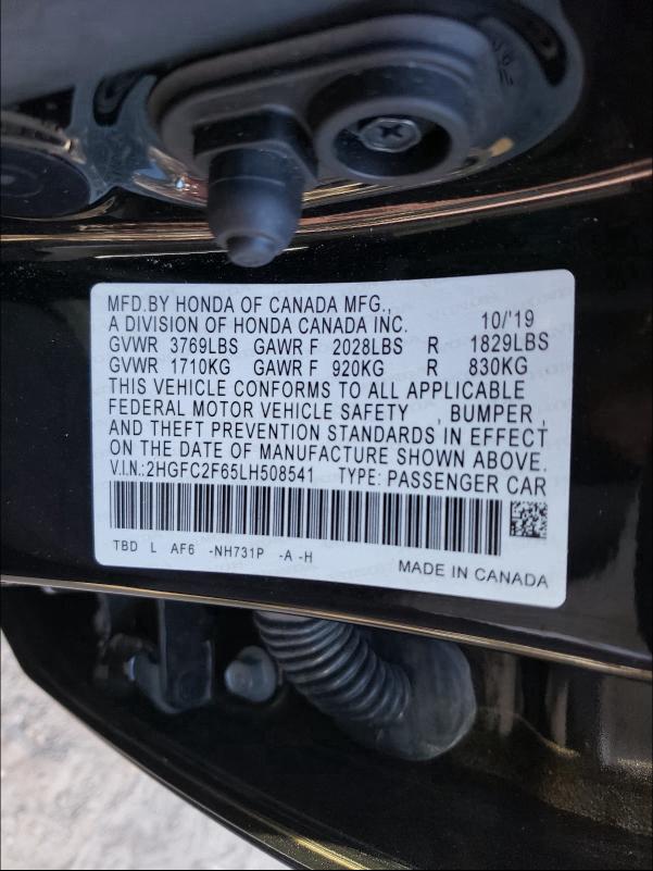 Photo 9 VIN: 2HGFC2F65LH508541 - HONDA CIVIC LX 