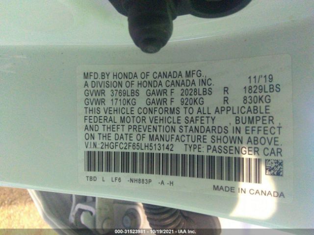 Photo 8 VIN: 2HGFC2F65LH513142 - HONDA CIVIC SEDAN 