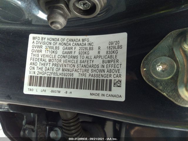 Photo 8 VIN: 2HGFC2F65LH592098 - HONDA CIVIC SEDAN 