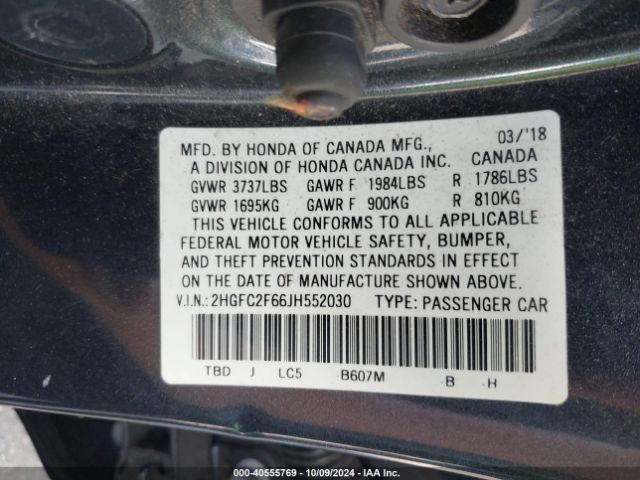 Photo 8 VIN: 2HGFC2F66JH552030 - HONDA CIVIC 