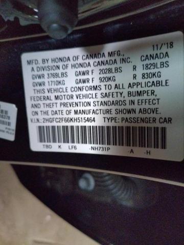 Photo 9 VIN: 2HGFC2F66KH515464 - HONDA CIVIC LX 