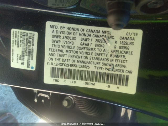 Photo 8 VIN: 2HGFC2F66KH525525 - HONDA CIVIC SEDAN 