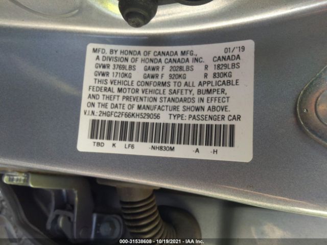 Photo 8 VIN: 2HGFC2F66KH529056 - HONDA CIVIC SEDAN 