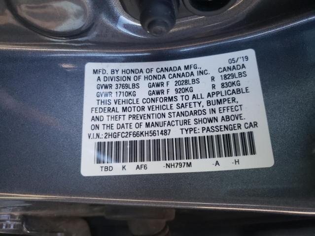 Photo 9 VIN: 2HGFC2F66KH561487 - HONDA CIVIC LX 