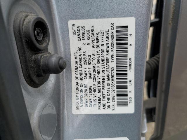 Photo 11 VIN: 2HGFC2F66KH567760 - HONDA CIVIC LX 