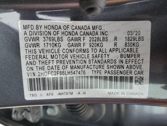 Photo 9 VIN: 2HGFC2F66LH547476 - HONDA CIVIC LX 