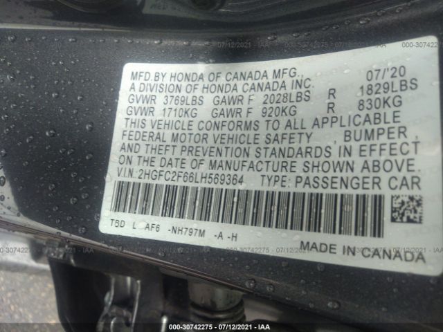 Photo 8 VIN: 2HGFC2F66LH569364 - HONDA CIVIC SEDAN 