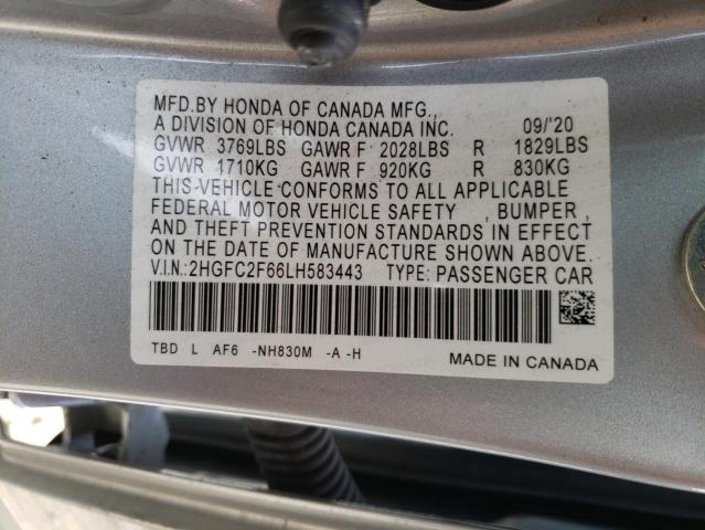 Photo 9 VIN: 2HGFC2F66LH583443 - HONDA CIVIC LX 