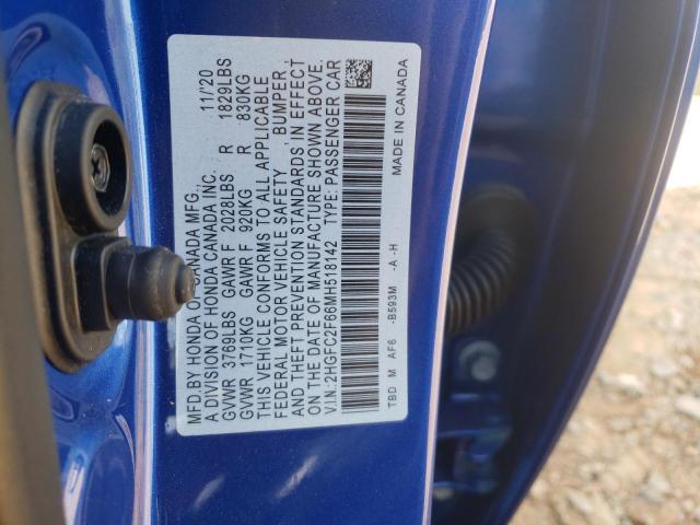 Photo 11 VIN: 2HGFC2F66MH518142 - HONDA CIVIC LX 