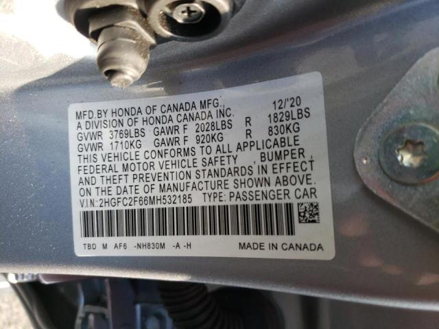 Photo 9 VIN: 2HGFC2F66MH532185 - HONDA CIVIC LX 