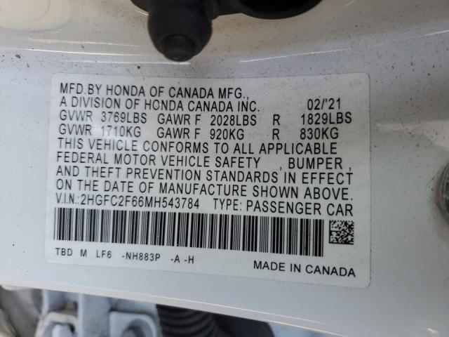 Photo 11 VIN: 2HGFC2F66MH543784 - HONDA CIVIC LX 