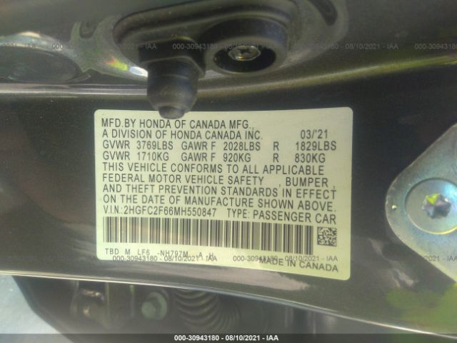 Photo 8 VIN: 2HGFC2F66MH550847 - HONDA CIVIC SEDAN 