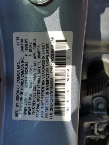 Photo 11 VIN: 2HGFC2F67KH518535 - HONDA CIVIC LX 