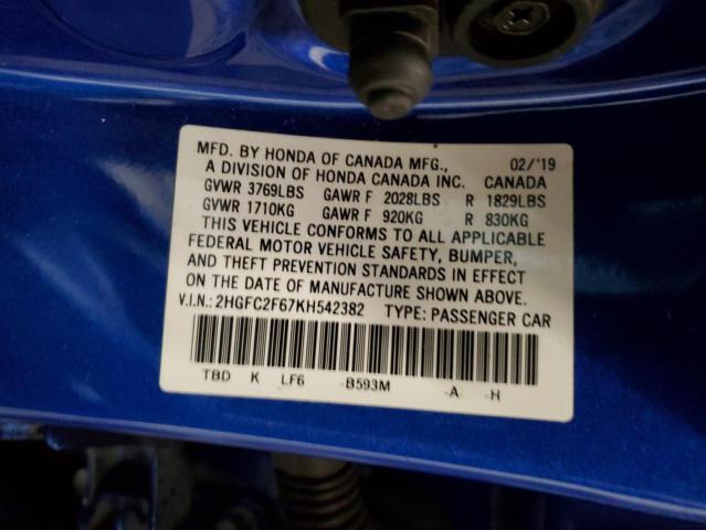 Photo 12 VIN: 2HGFC2F67KH542382 - HONDA CIVIC 