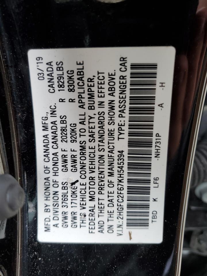 Photo 11 VIN: 2HGFC2F67KH545394 - HONDA CIVIC 