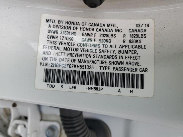 Photo 11 VIN: 2HGFC2F67KH551325 - HONDA CIVIC 