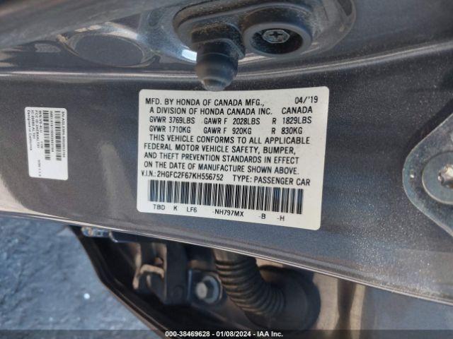 Photo 8 VIN: 2HGFC2F67KH556752 - HONDA CIVIC 