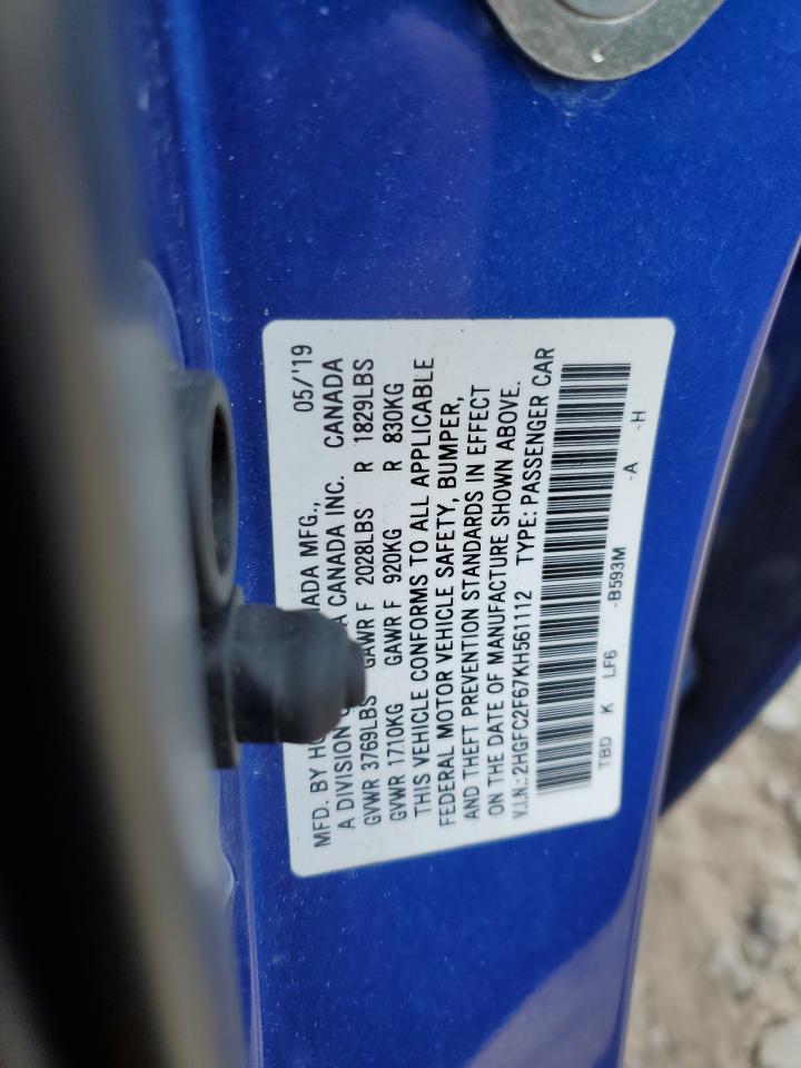 Photo 11 VIN: 2HGFC2F67KH561112 - HONDA CIVIC 