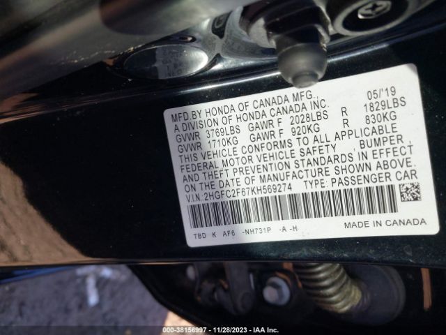 Photo 8 VIN: 2HGFC2F67KH569274 - HONDA CIVIC 