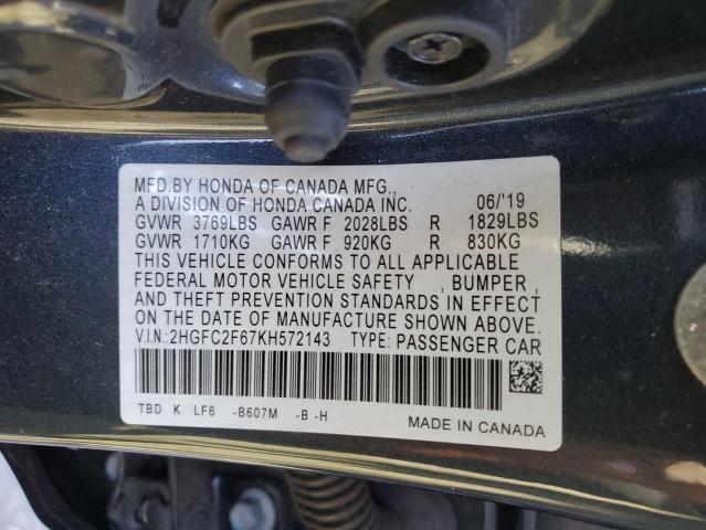 Photo 11 VIN: 2HGFC2F67KH572143 - HONDA CIVIC 