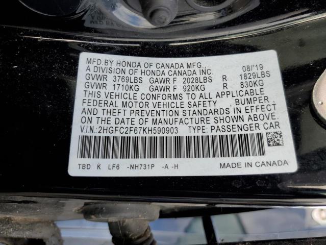 Photo 11 VIN: 2HGFC2F67KH590903 - HONDA CIVIC 