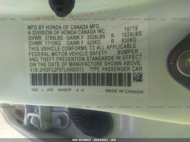 Photo 8 VIN: 2HGFC2F67LH500313 - HONDA CIVIC SEDAN 